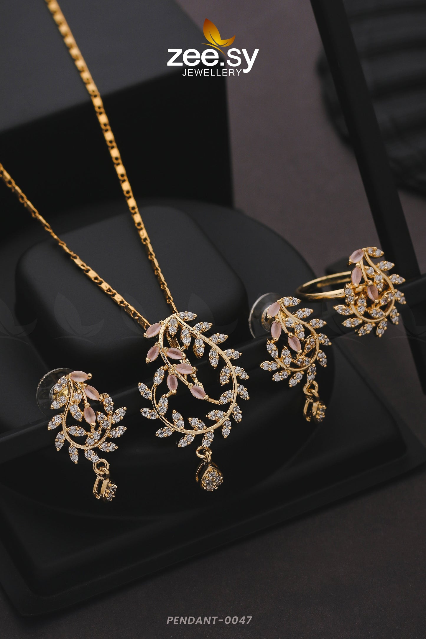 Pendant-0047 Golden Mint Pink