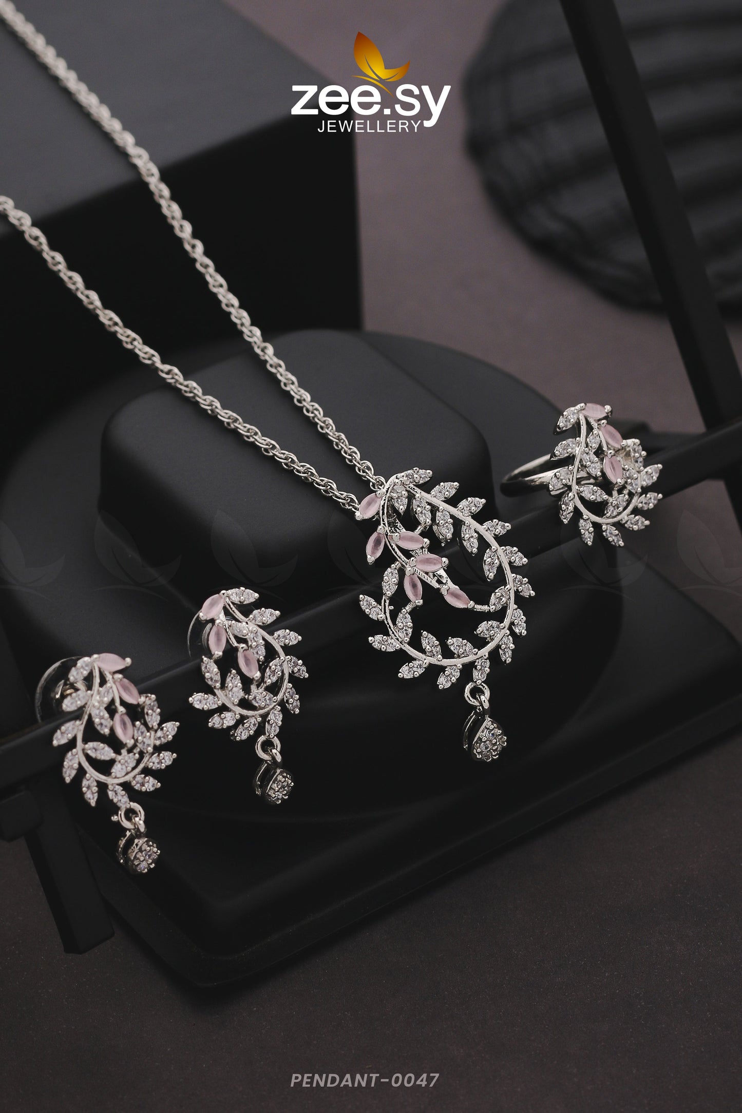 Pendant-0047 Silver Mint Pink