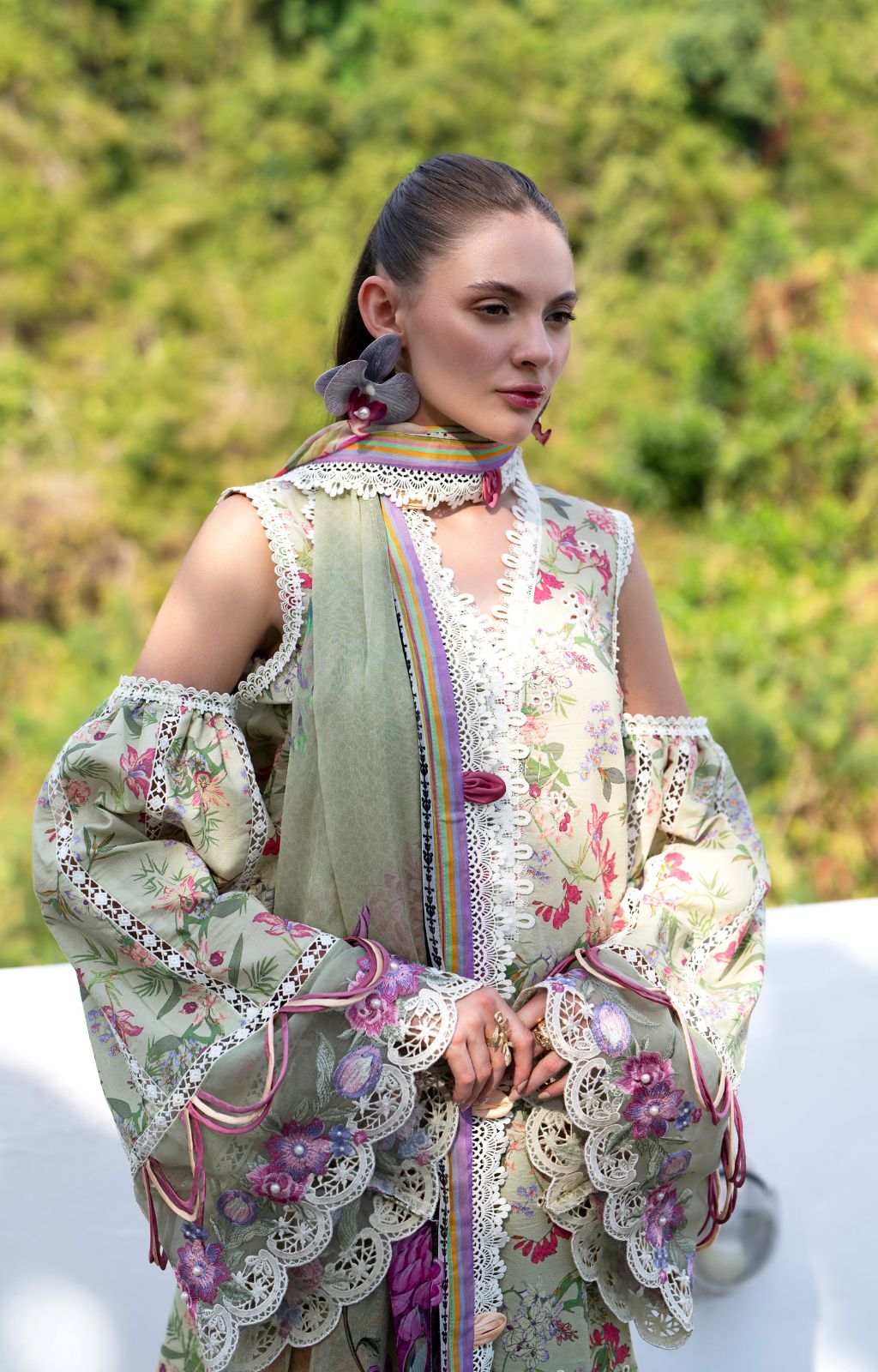AJR Couture | Printakari Lawn 25 | Pink Patel L Pistachio Lawn