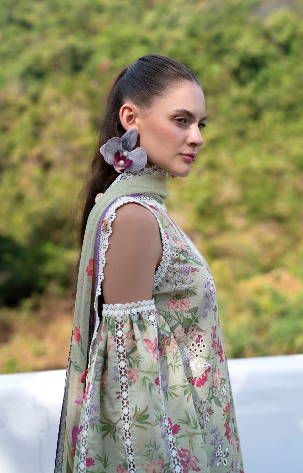 AJR Couture | Printakari Lawn 25 | Pink Patel XL Pistachio Lawn