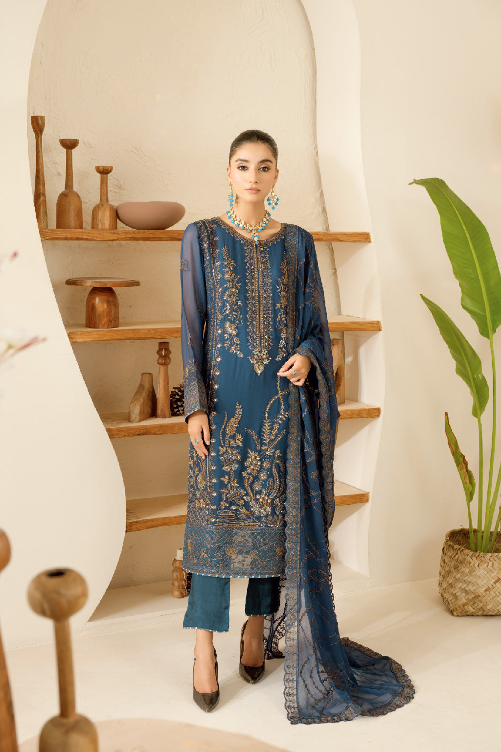 Ramsha | Sonehri Collection | BB-101 XS Blue Chiffon