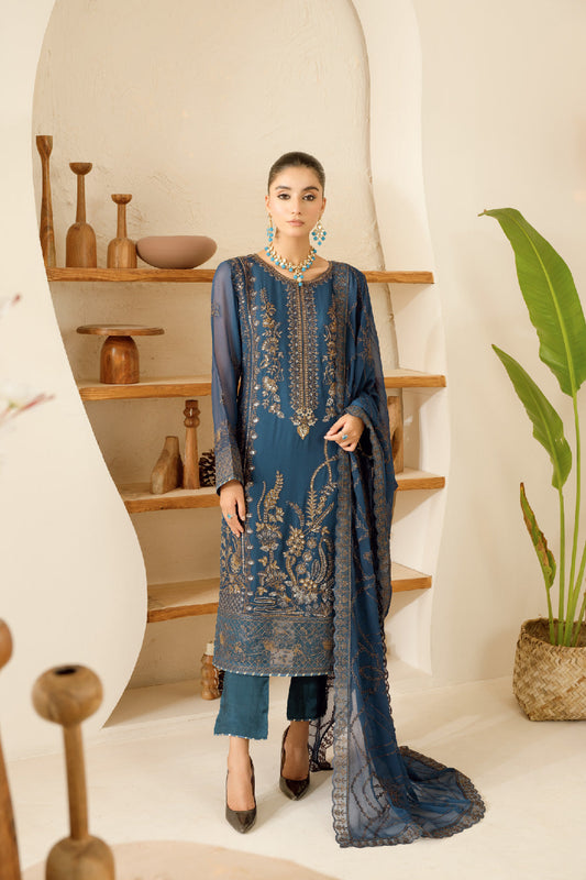 Ramsha | Sonehri Collection | BB-101 XS Blue Chiffon