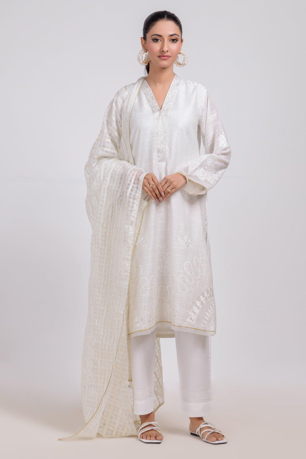 Bonanza Satrangi | White Fancy 3 Piece (PWS5243P15) 8 White