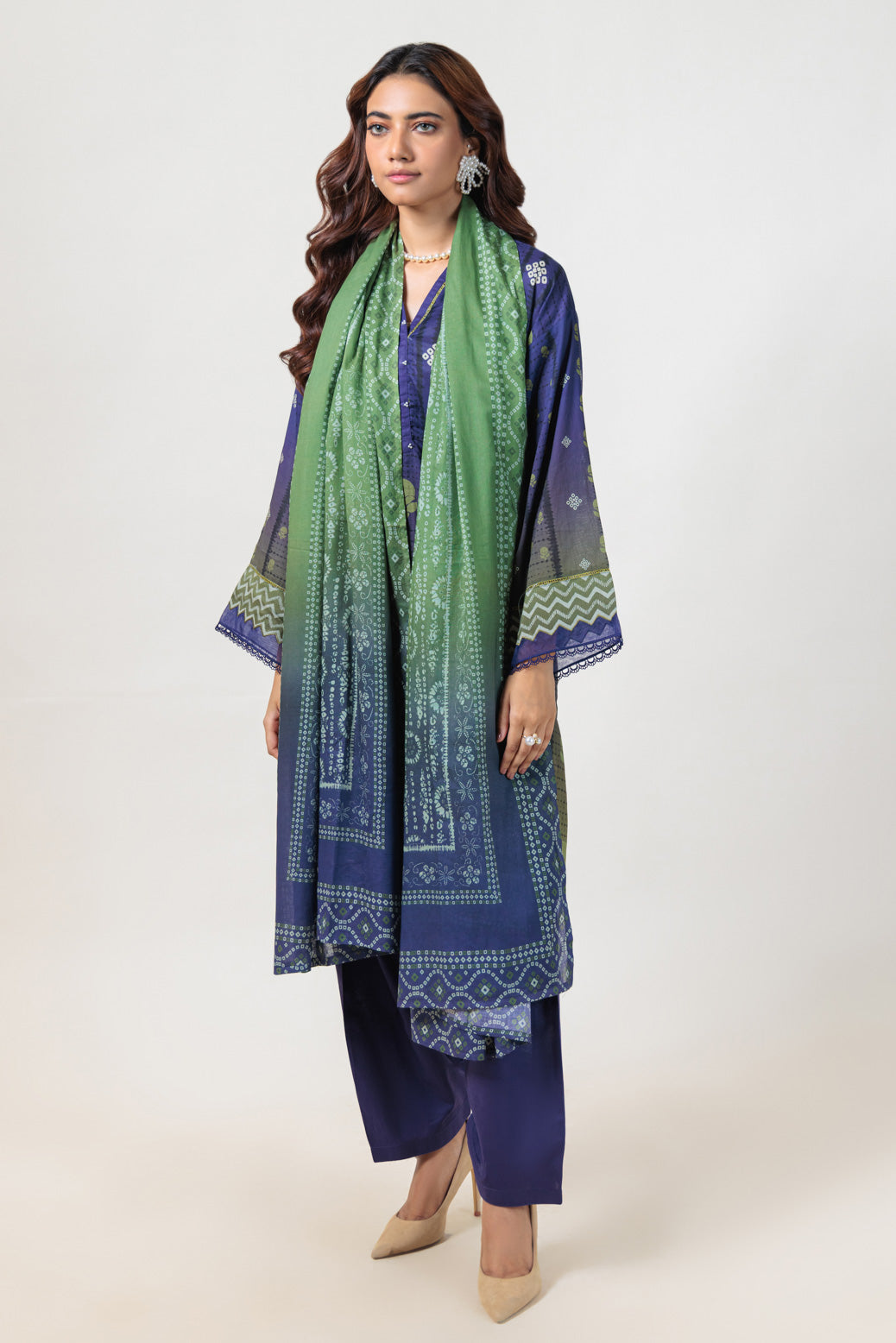 Bonanza Satrangi | Blue Lawn 3 Piece (PWS6243P14) 12 Blue