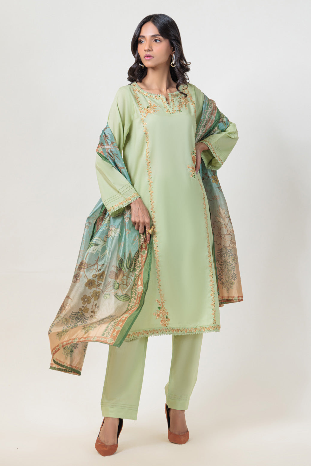 Bonanza Satrangi | Green Dobby 3 Piece (PWS6243P19) 8 Green