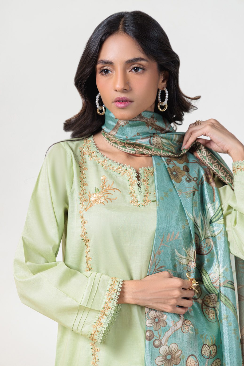Bonanza Satrangi | Green Dobby 3 Piece (PWS6243P19) 10 Green