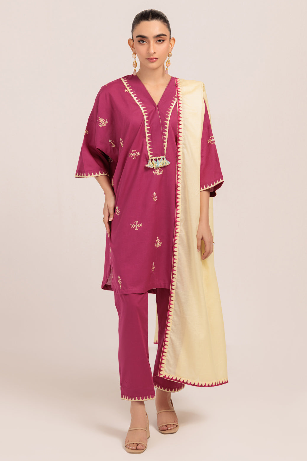Bonanza Satrangi | Magenta Cambric 3 Piece (PWS7243P10) 8 Magenta