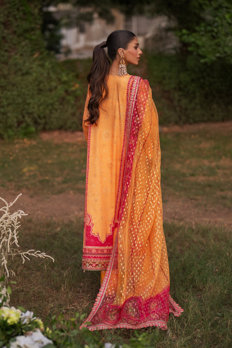 Qalamkar | Luxe Silk | UA-05 FIORE S Orange Silk