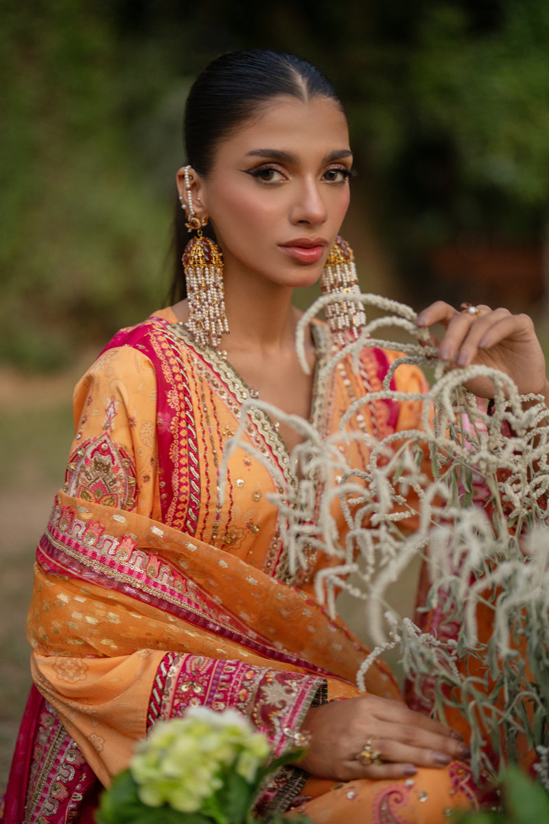 Qalamkar | Luxe Silk | UA-05 FIORE XL Orange Silk