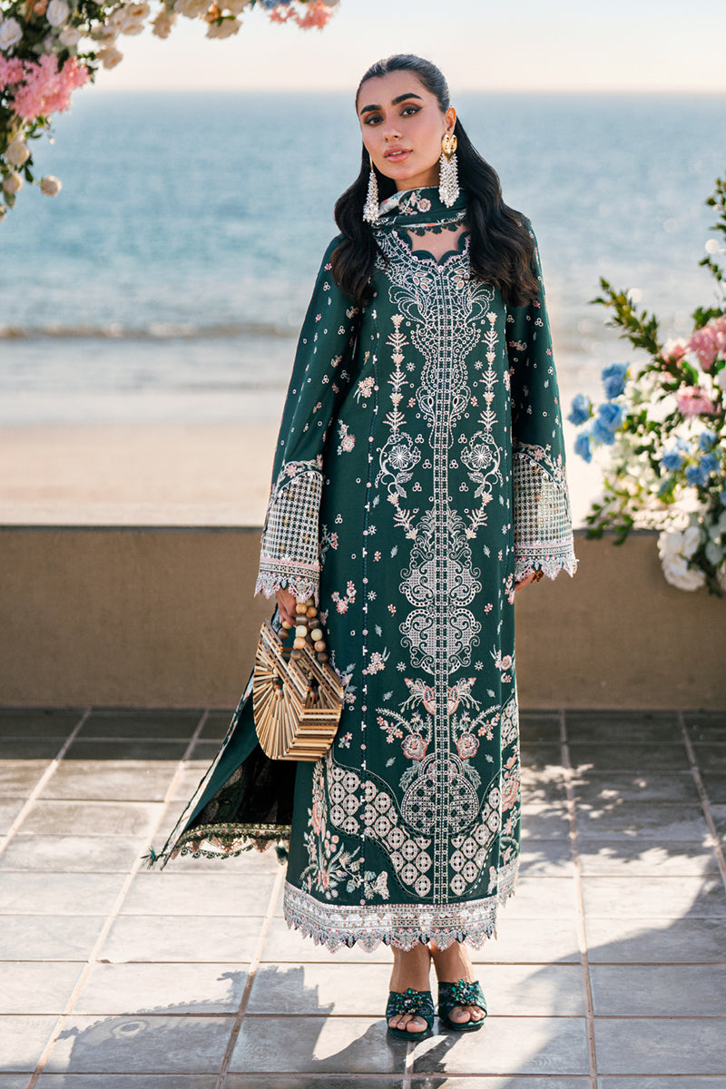 Qalamkar | Sahil Luxury Lawn | FK-13 ELIZA XS Teal Green Lawn