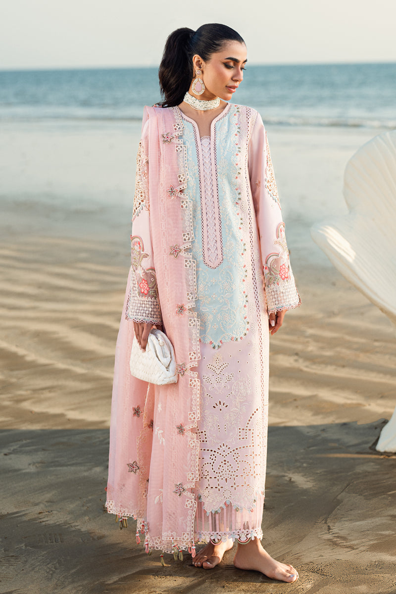 Qalamkar | Sahil Luxury Lawn | FK-08 REEM S Light Pink Lawn