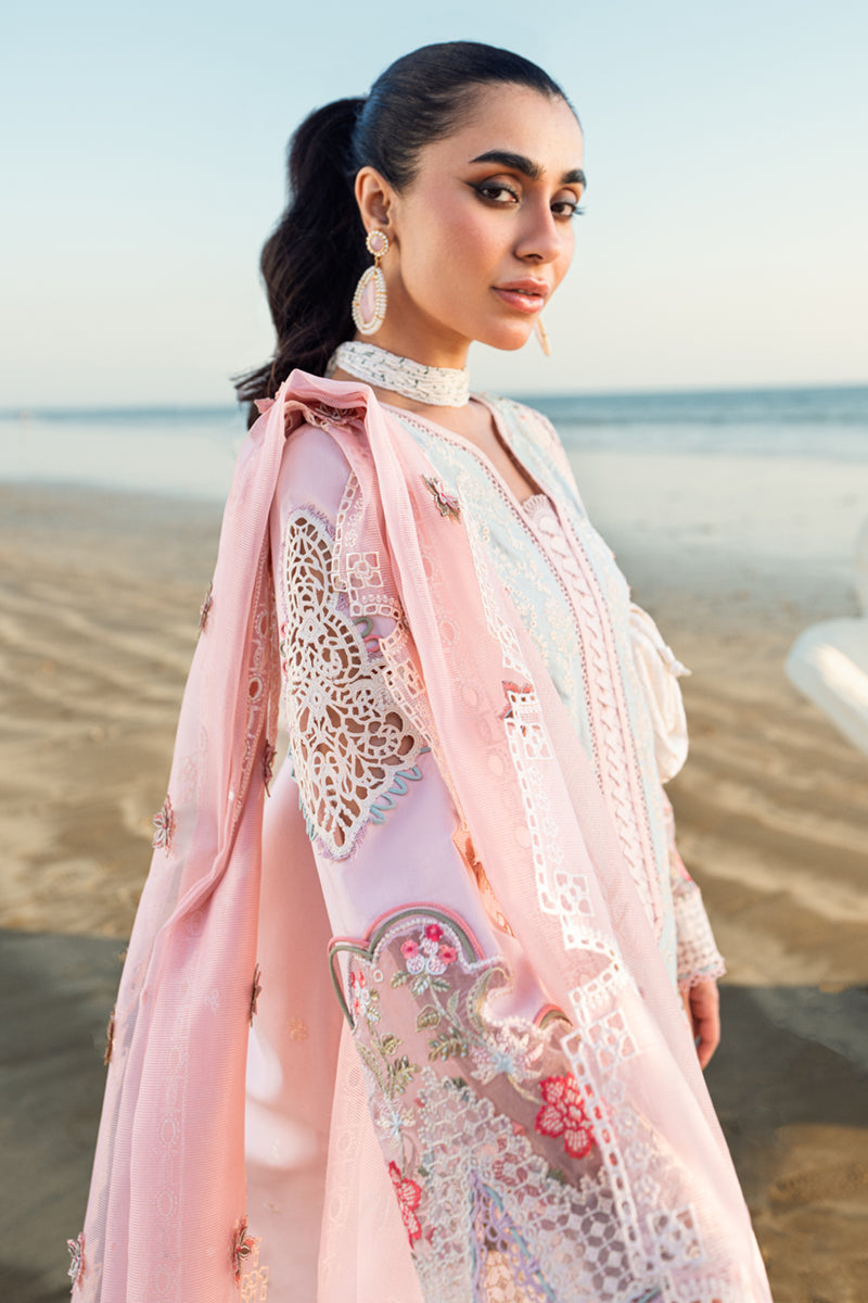 Qalamkar | Sahil Luxury Lawn | FK-08 REEM L Light Pink Lawn