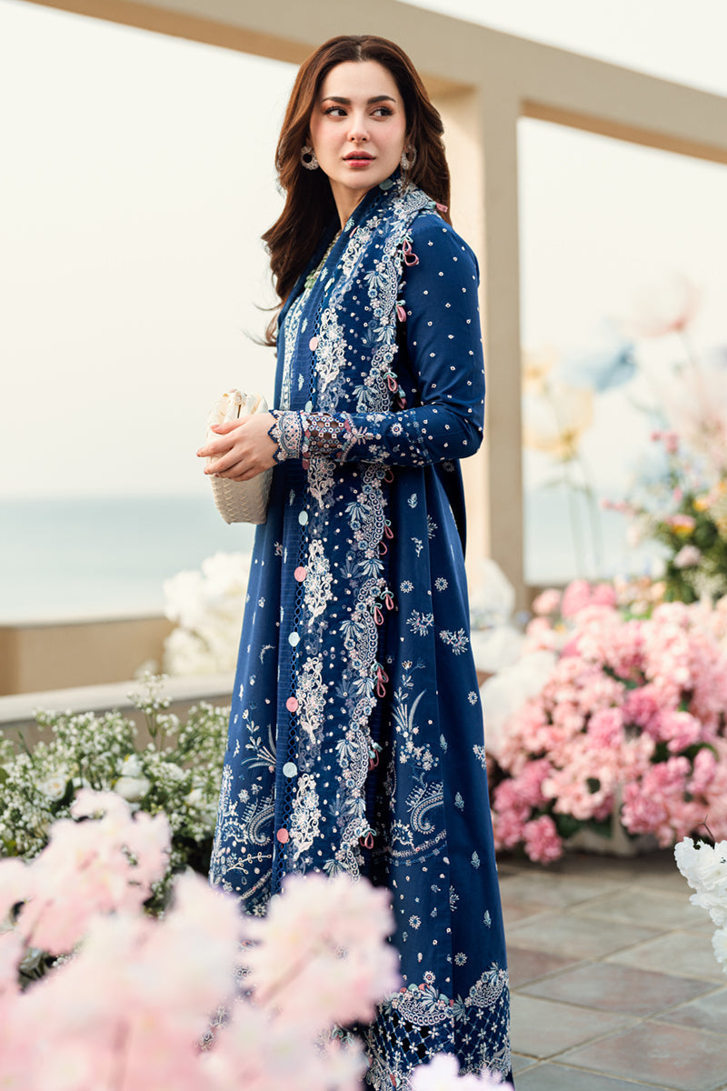 Qalamkar | Sahil Luxury Lawn | FK-05 AURORA S Blue Lawn