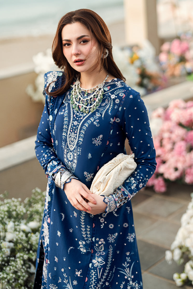 Qalamkar | Sahil Luxury Lawn | FK-05 AURORA L Blue Lawn
