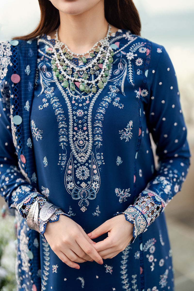 Qalamkar | Sahil Luxury Lawn | FK-05 AURORA XL Blue Lawn