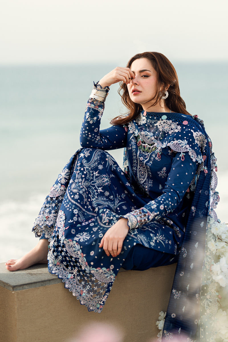 Qalamkar | Sahil Luxury Lawn | FK-05 AURORA Custom Size Blue Lawn