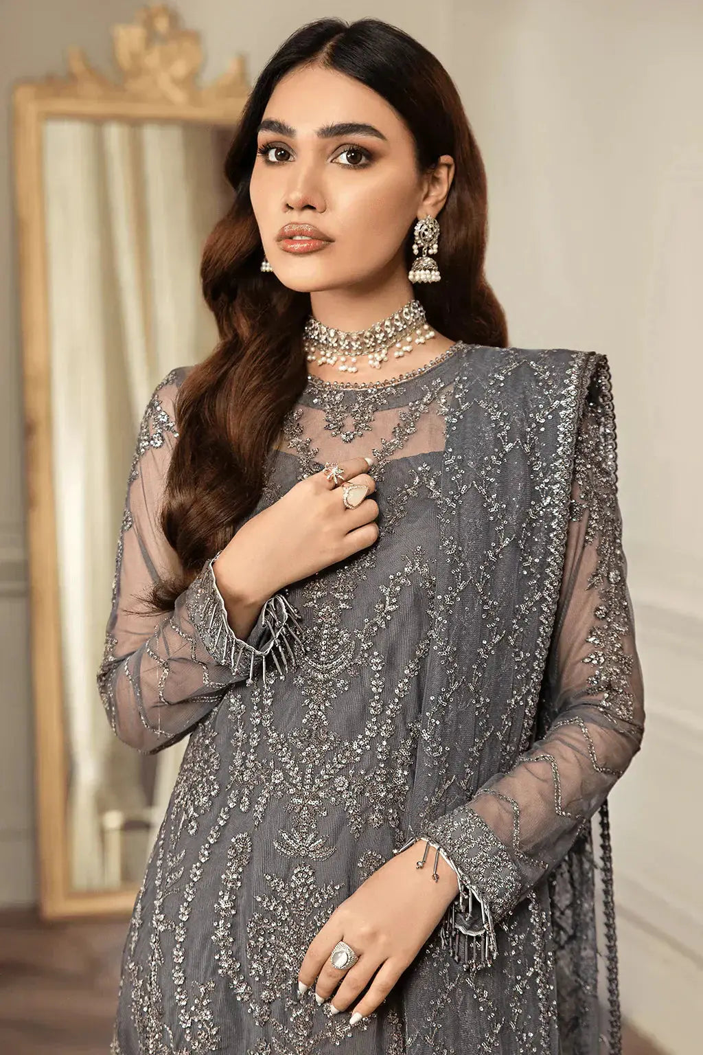 Zarif | Mehroz Formals | Storm Grey - Pakistani Designer Dress - by Zarif | Type: Formal - 100% Original at Saira Sultan