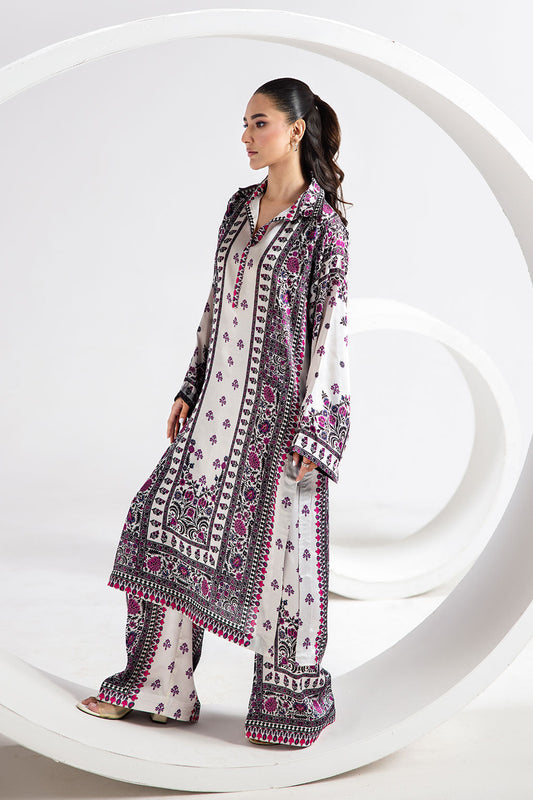 Afsanah | The Print Edit | GARDEN GLAM (extended shirt) AP-103 XS Pearl White Silk
