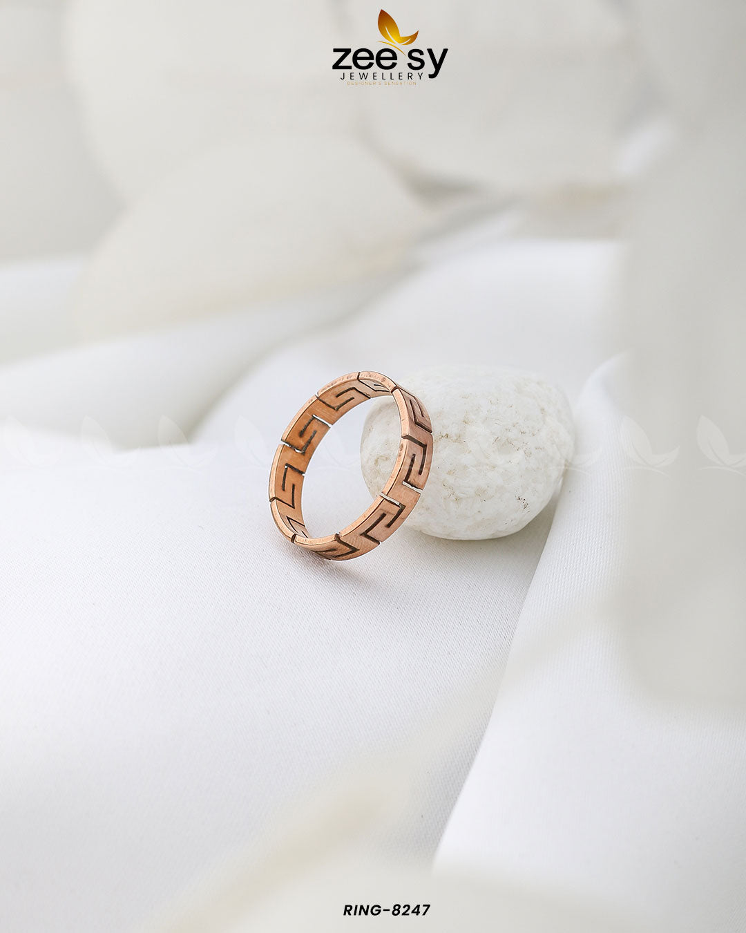 Maze Pattern Ring-8247 Rose Gold