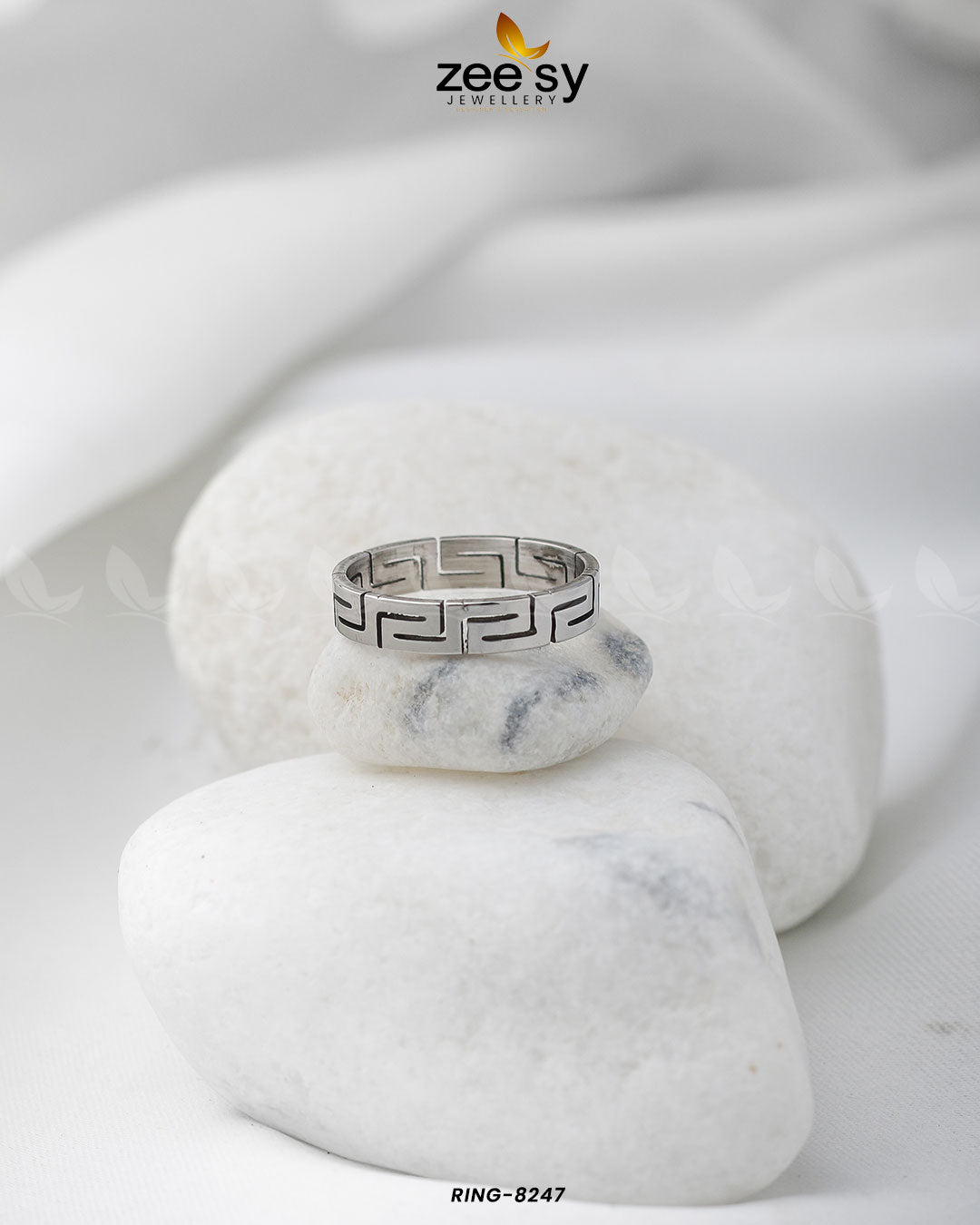 Maze Pattern Ring-8247 Silver