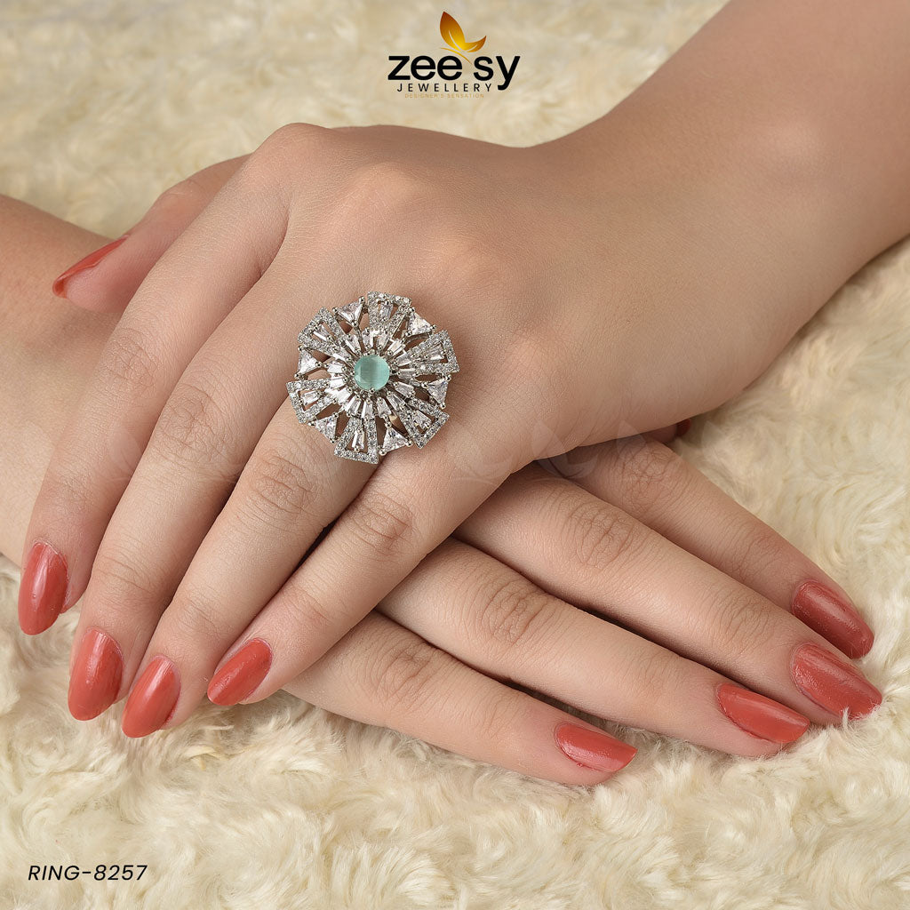 Ring-8257 Silver Mint Green