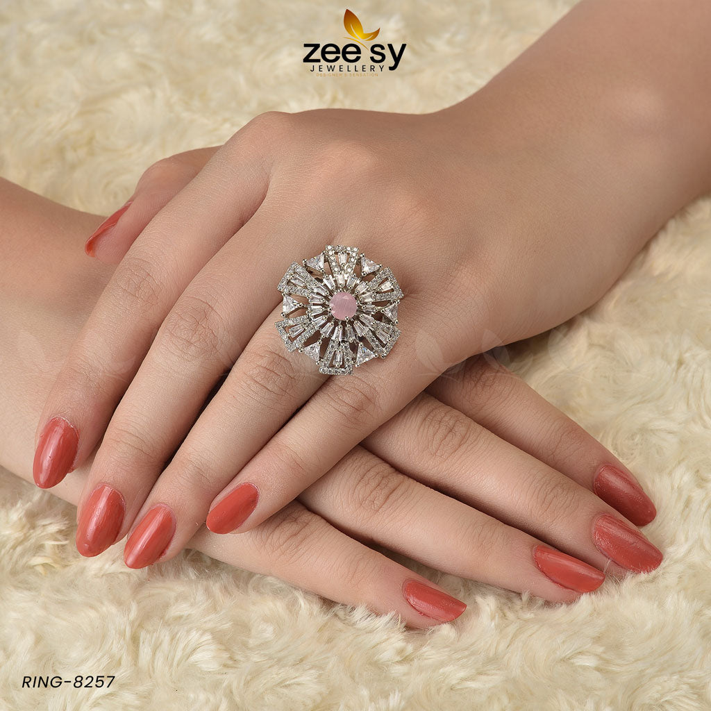 Ring-8257 Silver Mint Pink