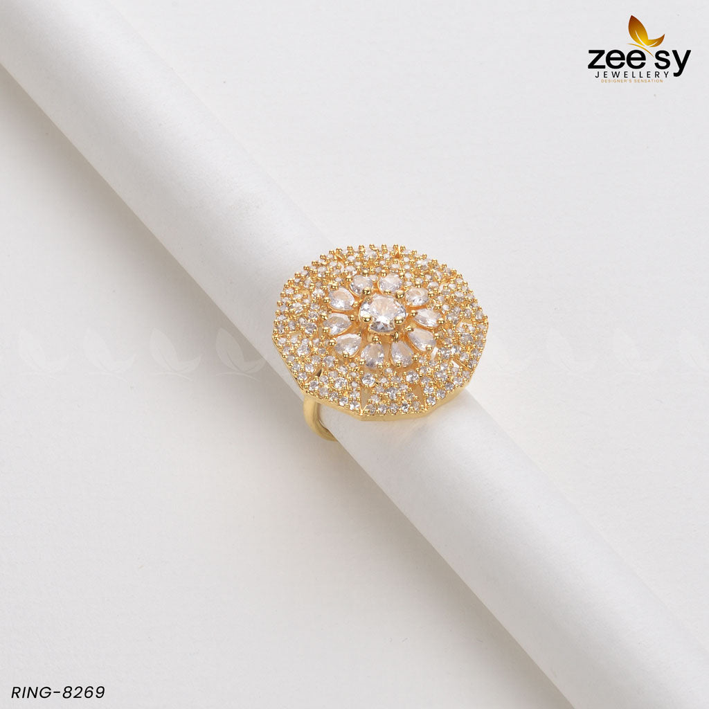 Round Ring-8269 Golden White