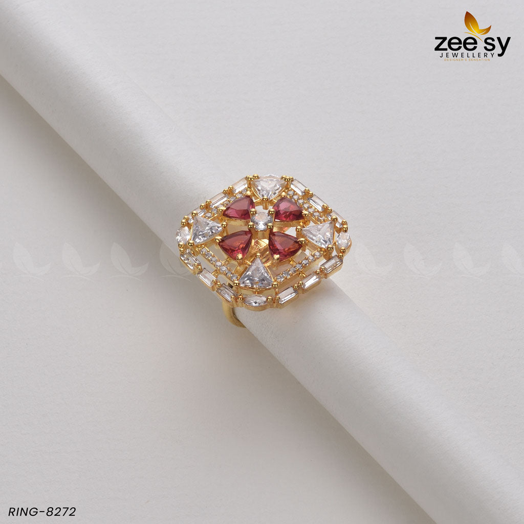 Cubic Ring-8272 Golden Red