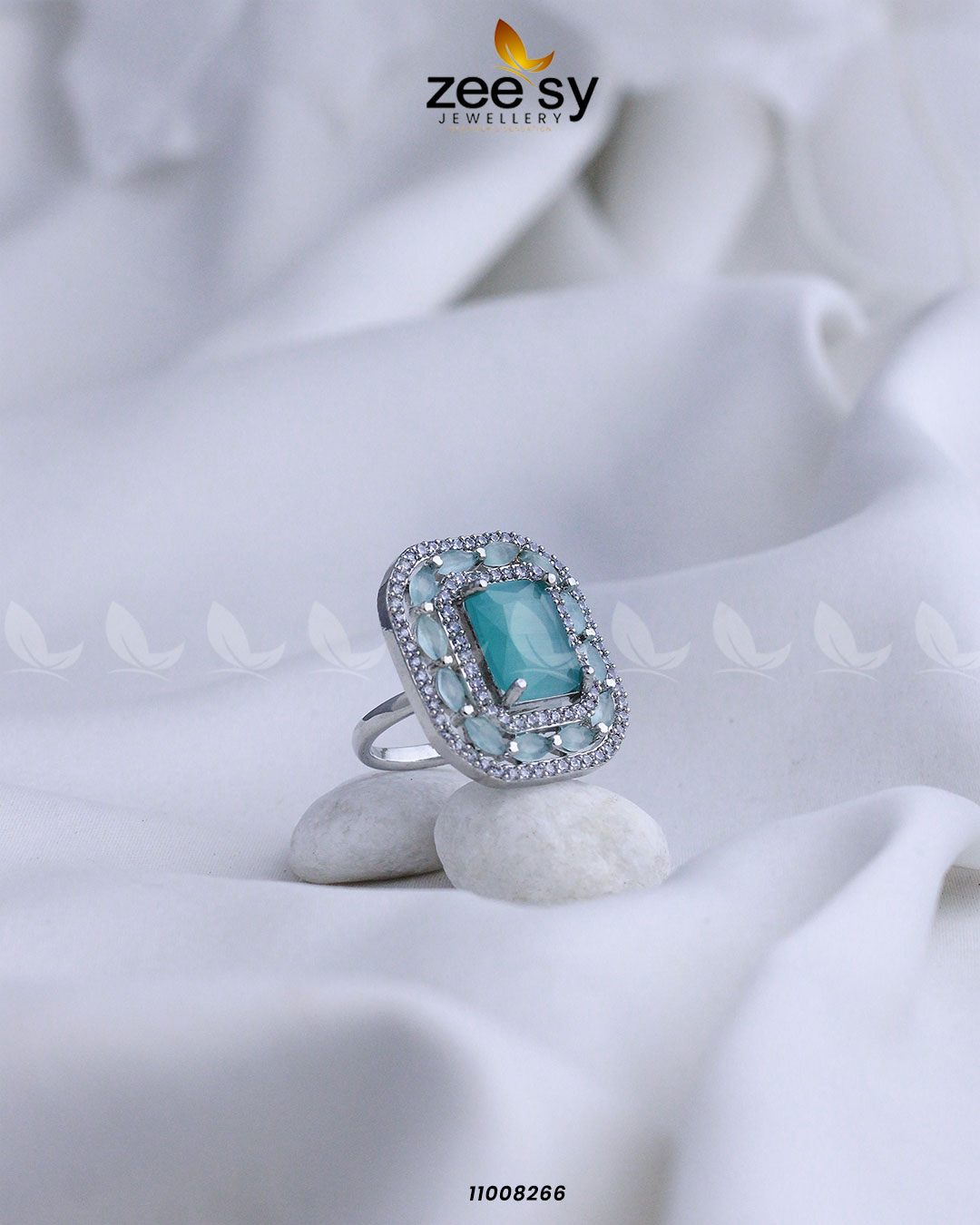 Ring-8277 Silver Mint Green