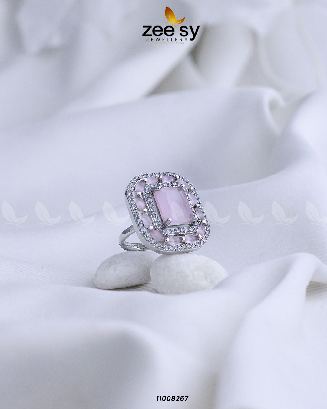 Ring-8277 Silver Mint Pink