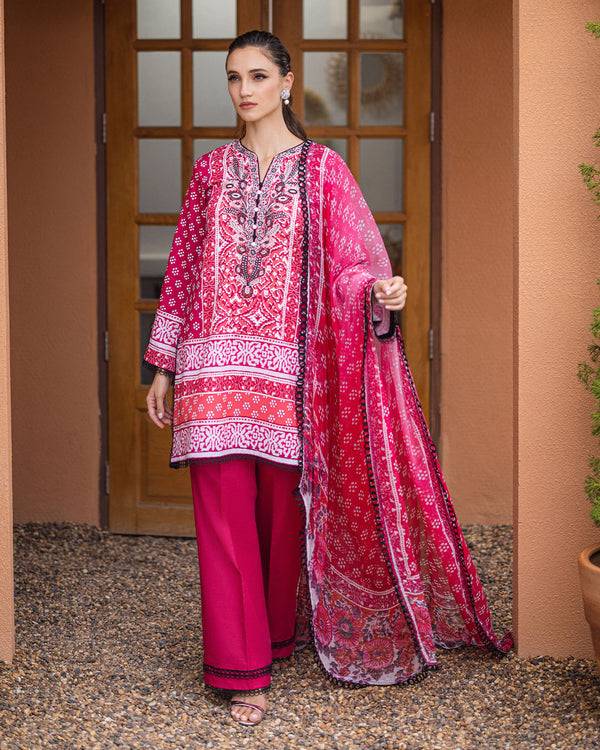 Roheenaz | Azalea Printed Lawn 24 | Coral Cascade - Pakistani Designer Dress - by Roheenaz | Type: Luxury - 100% Original at Saira Sultan