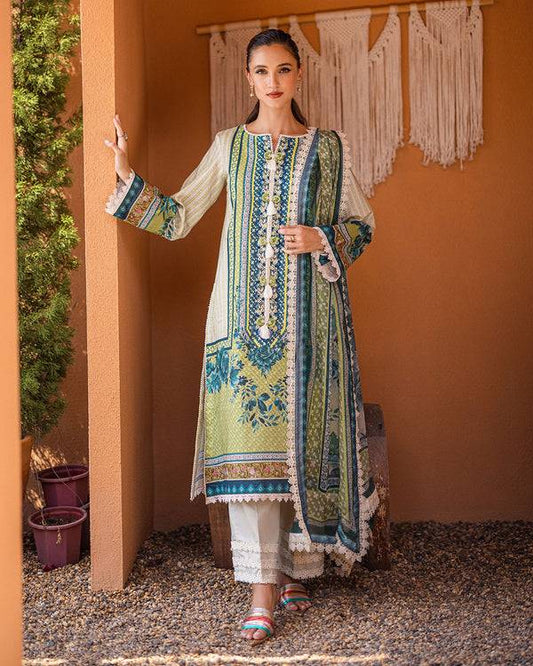 Roheenaz | Azalea Printed Lawn 24 | Ivory Elegance - Pakistani Designer Dress - by Roheenaz | Type: Luxury - 100% Original at Saira Sultan