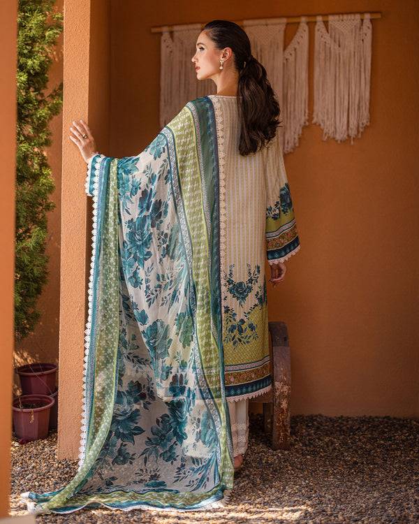 Roheenaz | Azalea Printed Lawn 24 | Ivory Elegance - Pakistani Designer Dress - by Roheenaz | Type: Luxury - 100% Original at Saira Sultan