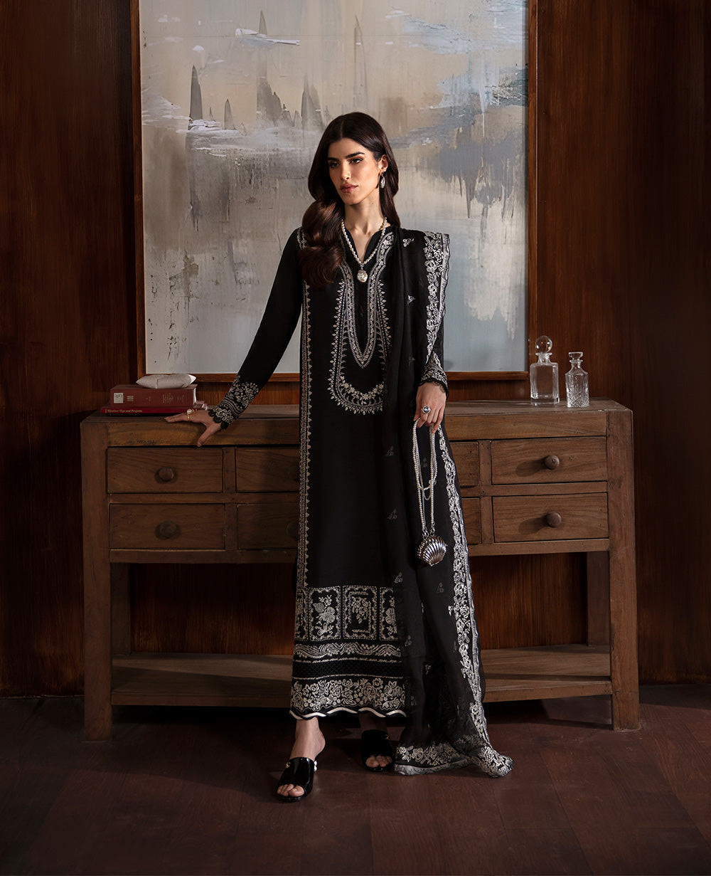 Republic Womenswear | Premium Pret 25 | RPP-01 (Fleurie) S Black Raw Silk