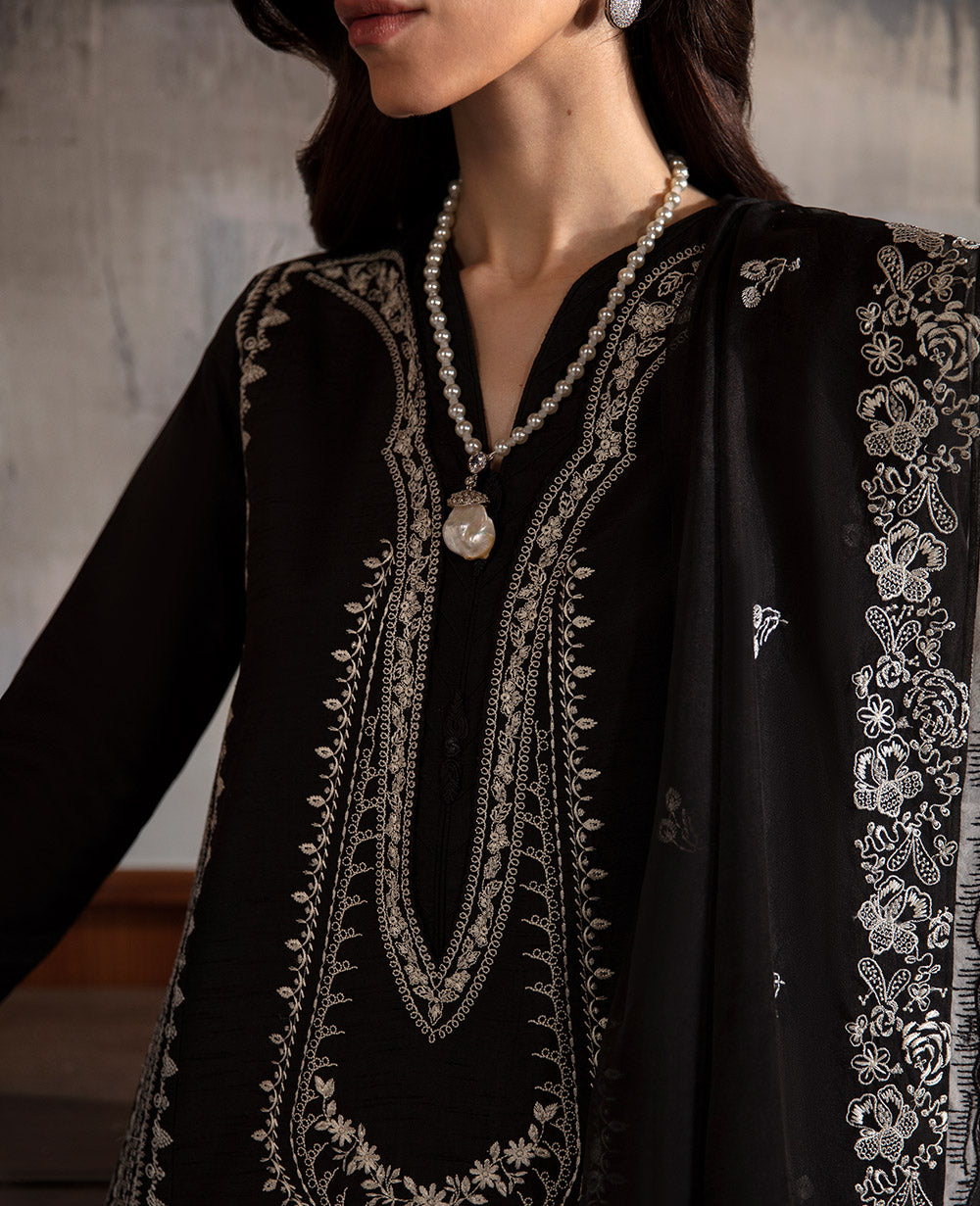 Republic Womenswear | Premium Pret 25 | RPP-01 (Fleurie) L Black Raw Silk