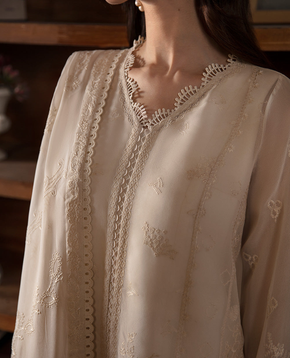 Republic Womenswear | Premium Pret 25 | RPP-10 (F©e) L Off White Georgette chiffon