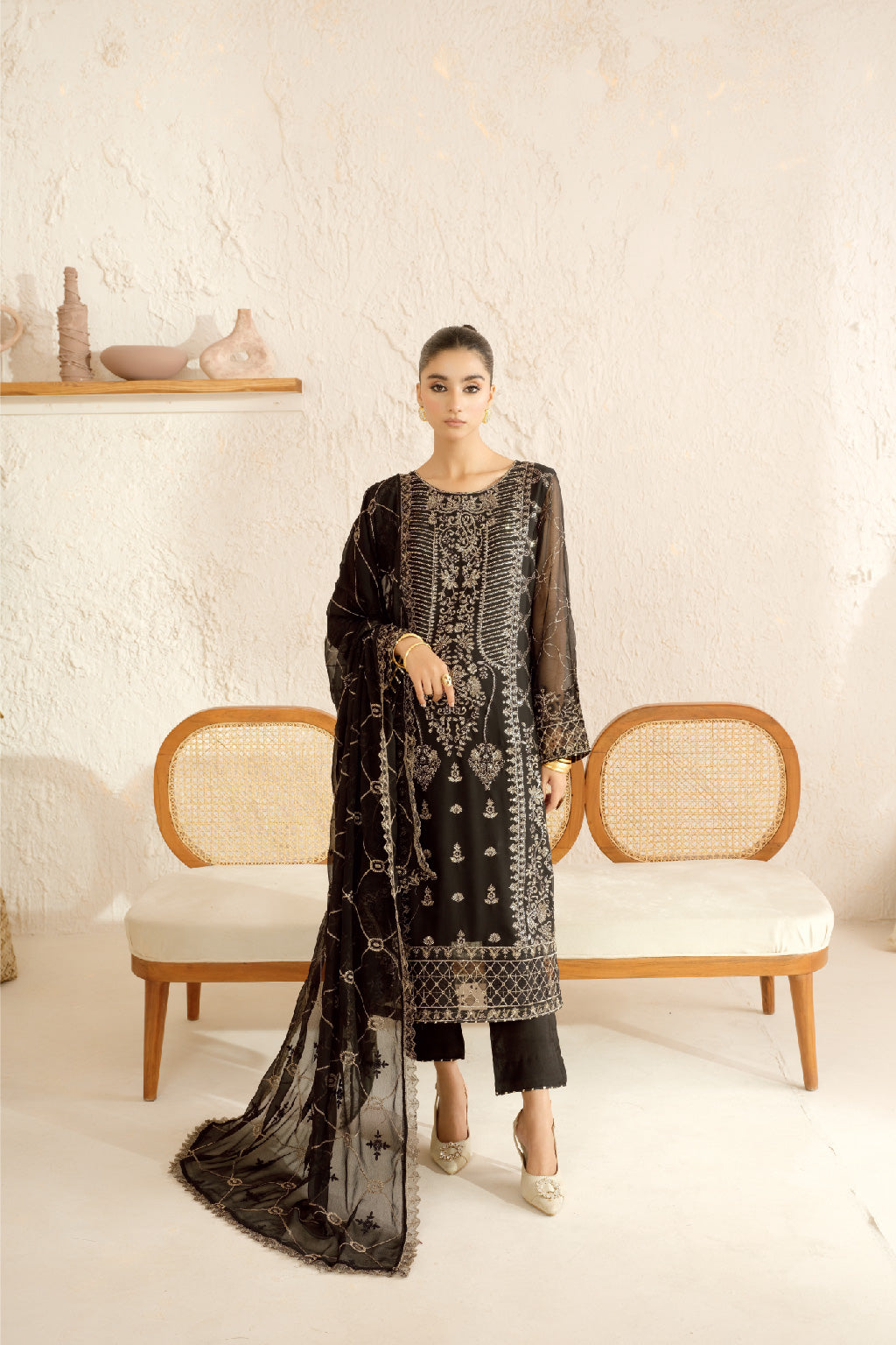 Ramsha | Sonehri Collection | BB-107 XS Black Chiffon