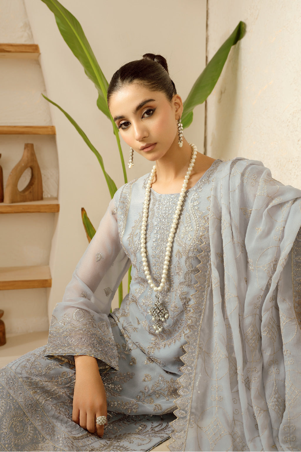 Ramsha | Sonehri Collection | BB-110 L Gray Chiffon