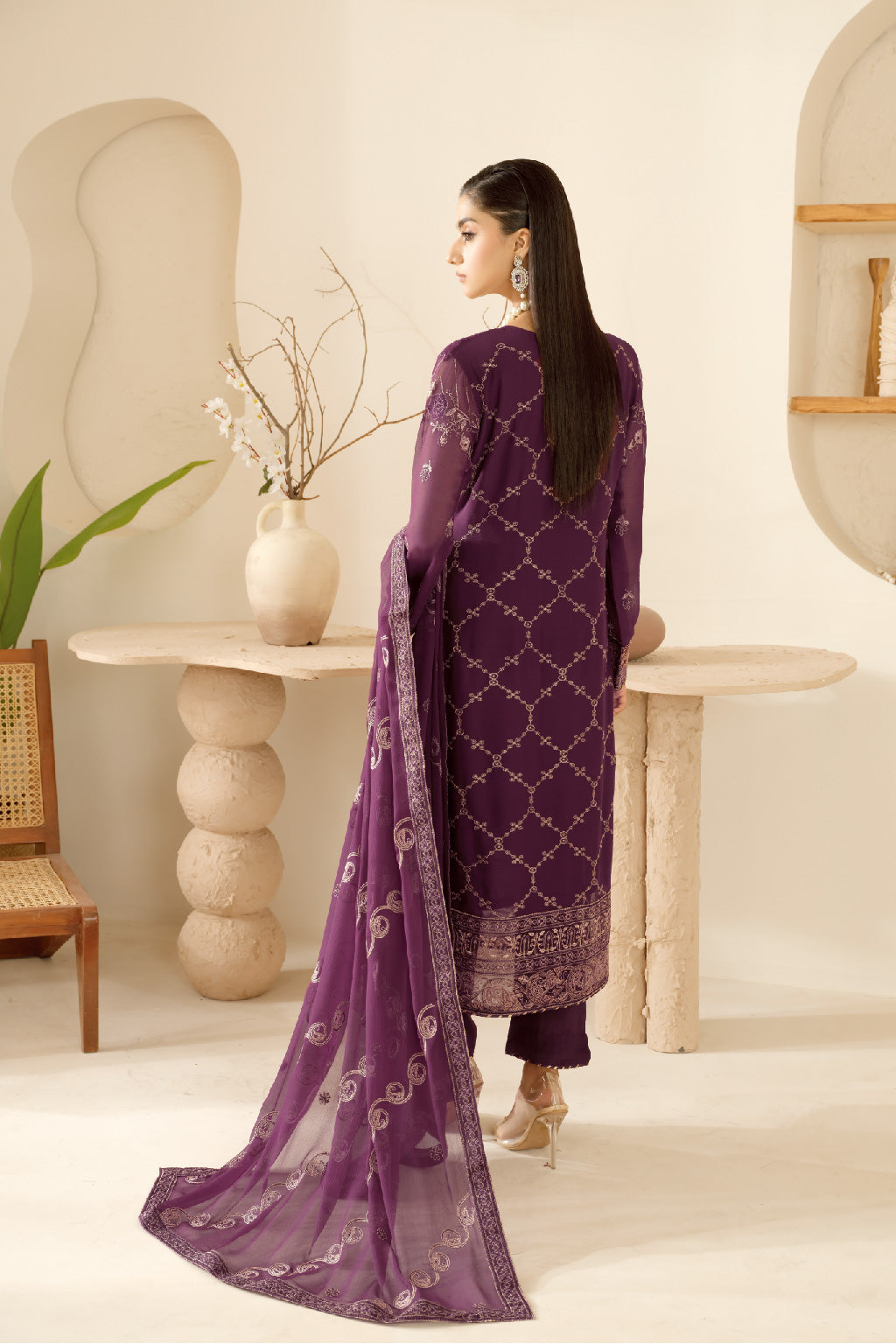 Ramsha | Sonehri Collection | BB-109 S Plum Chiffon