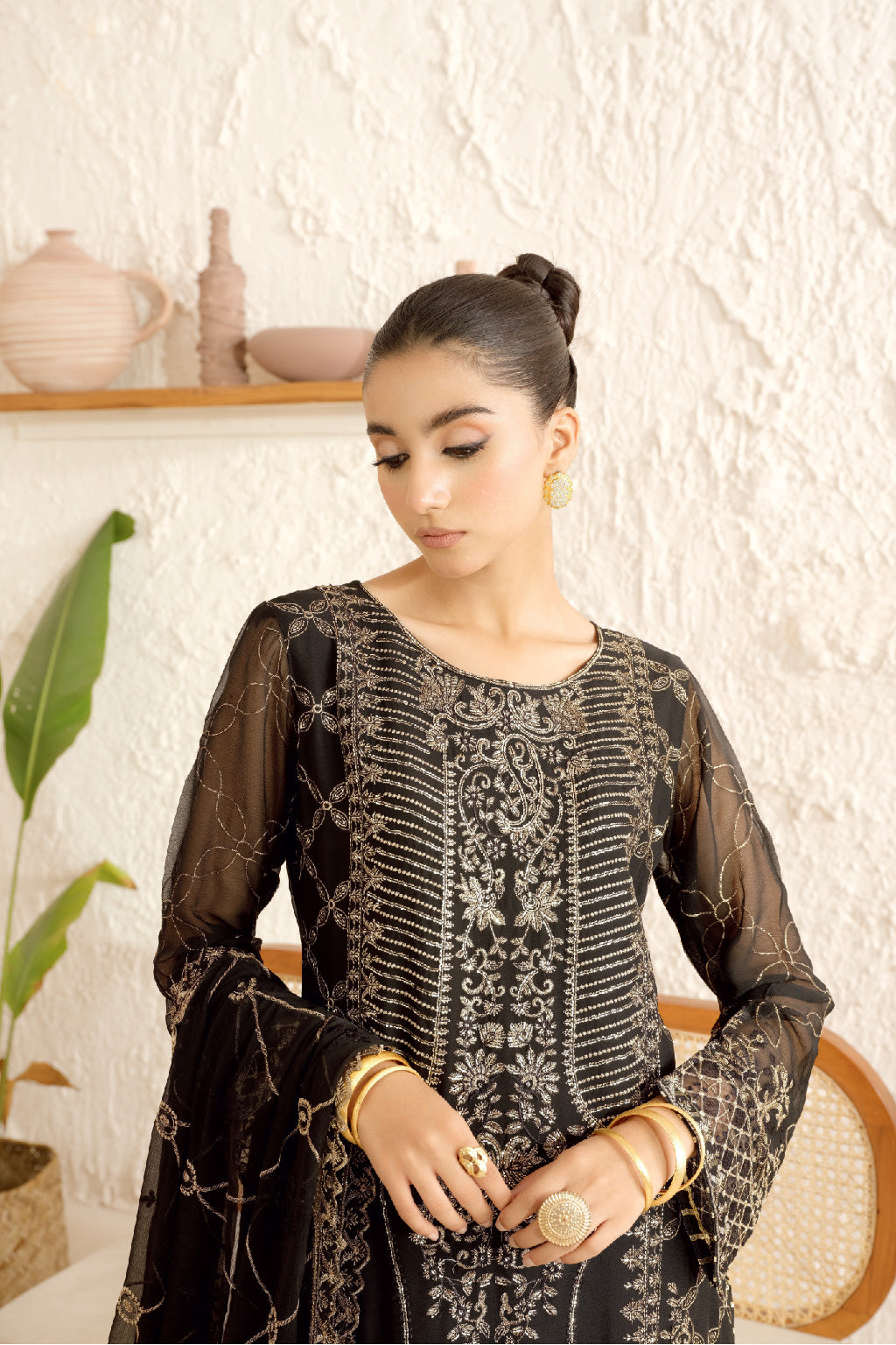 Ramsha | Sonehri Collection | BB-107 M Black Chiffon