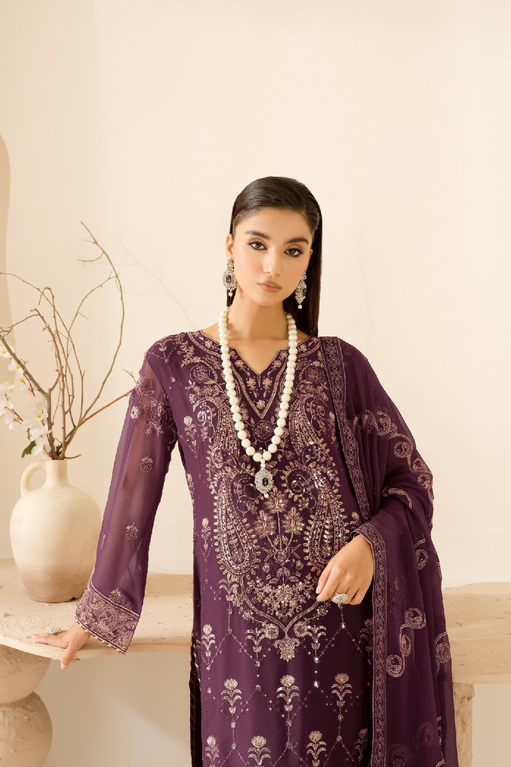 Ramsha | Sonehri Collection | BB-109 M Plum Chiffon