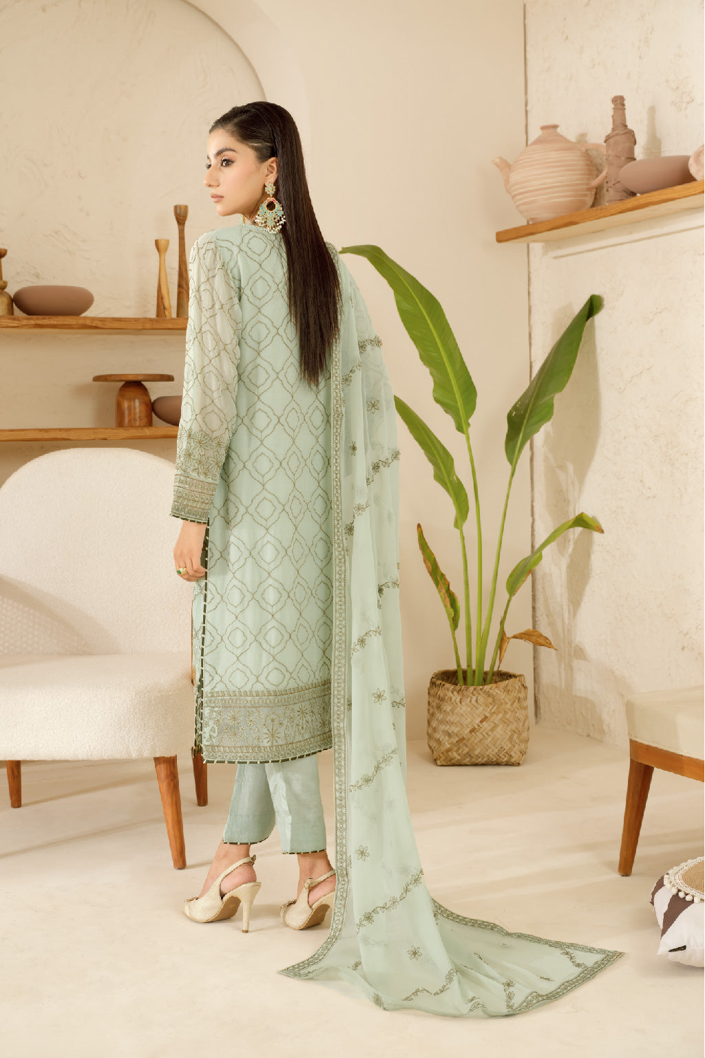 Ramsha | Sonehri Collection | BB-106 S Pastel Mint Chiffon