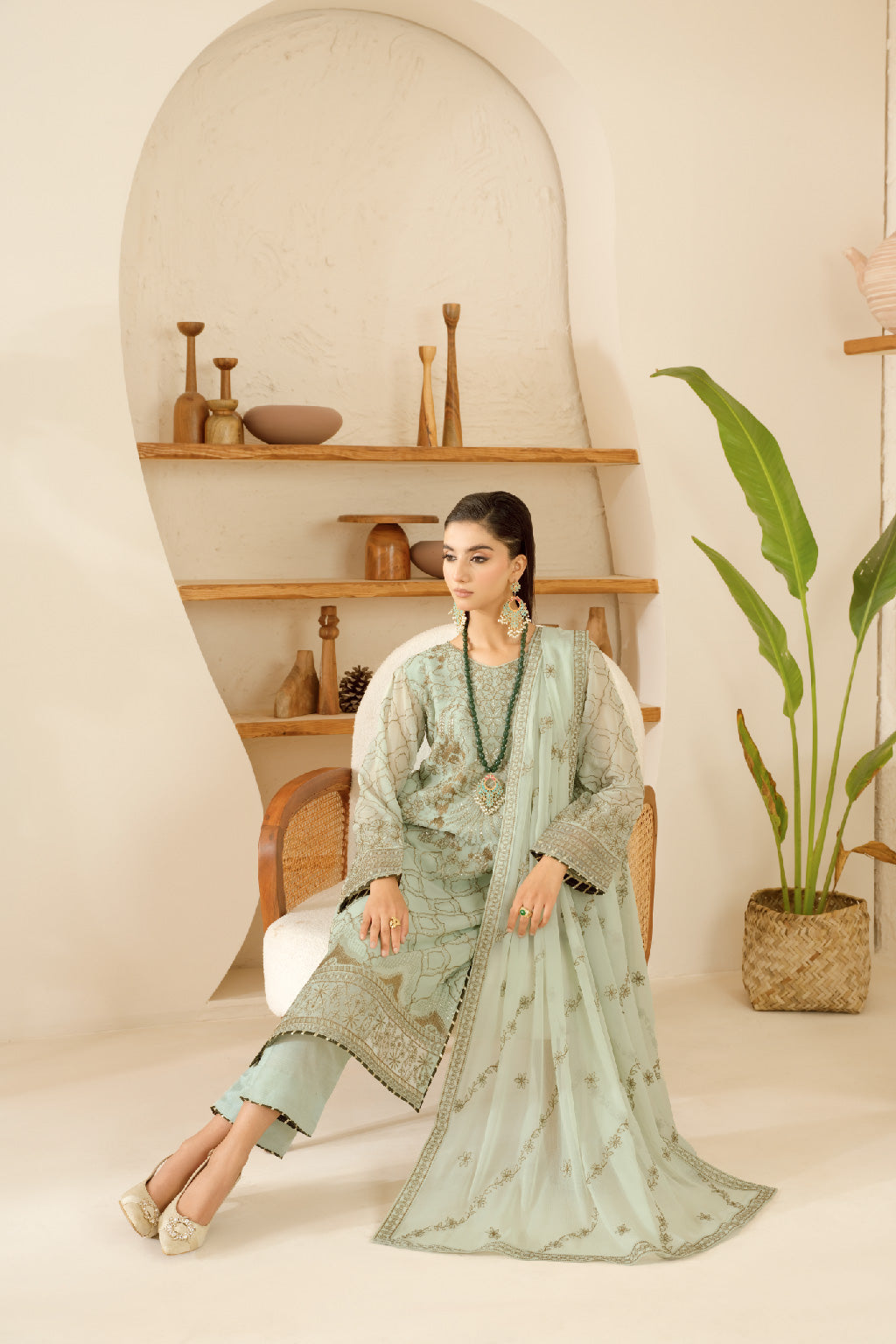 Ramsha | Sonehri Collection | BB-106 M Pastel Mint Chiffon