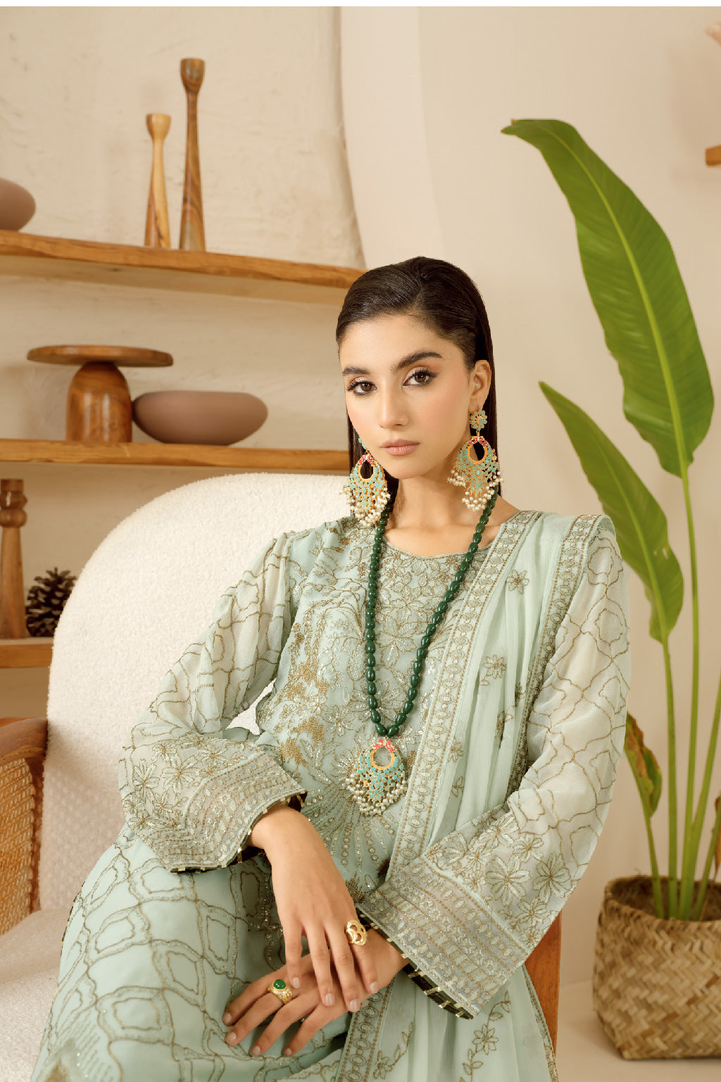 Ramsha | Sonehri Collection | BB-106 L Pastel Mint Chiffon