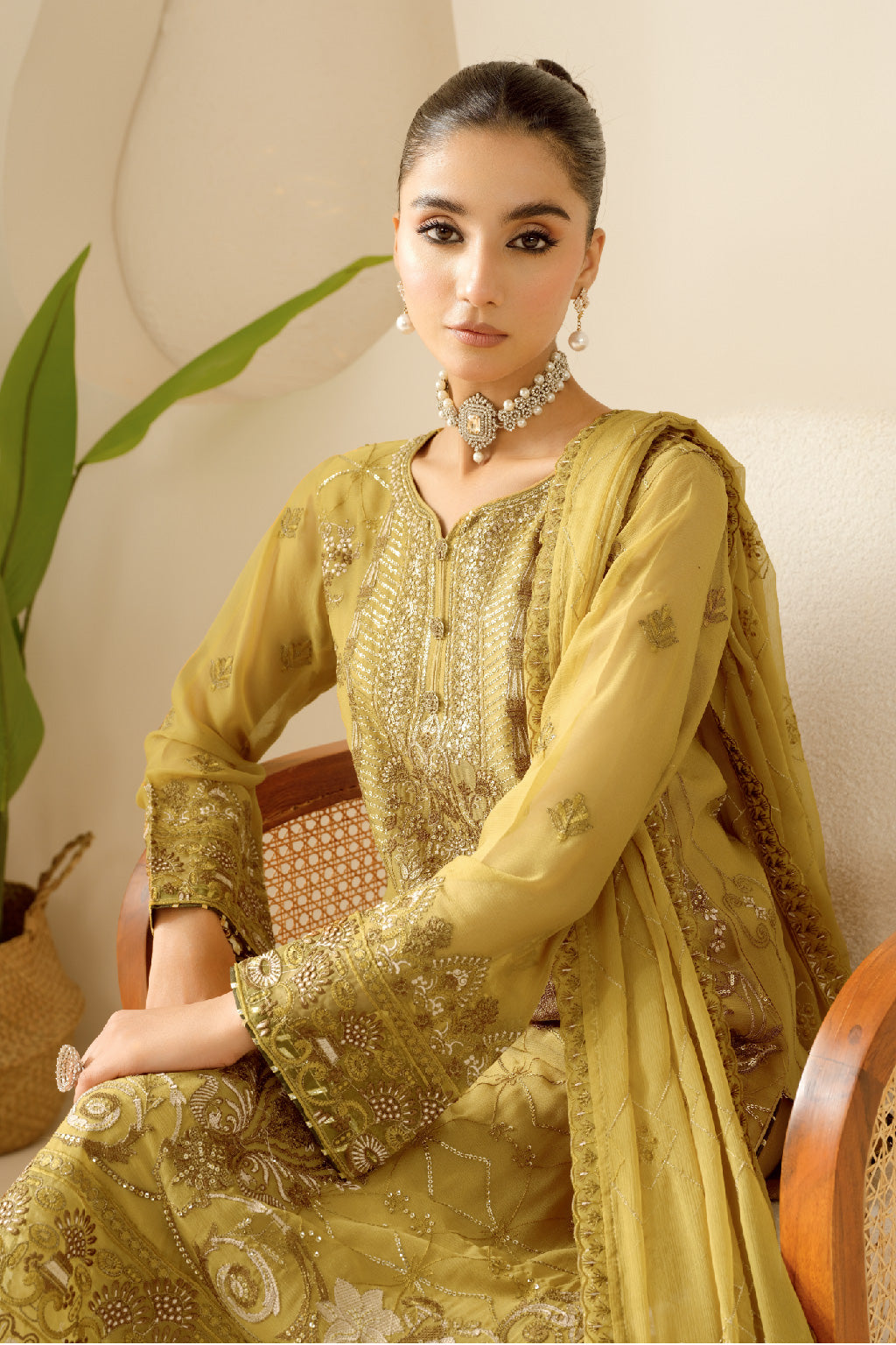 Ramsha | Sonehri Collection | BB-108 L Mist Yellow Chiffon