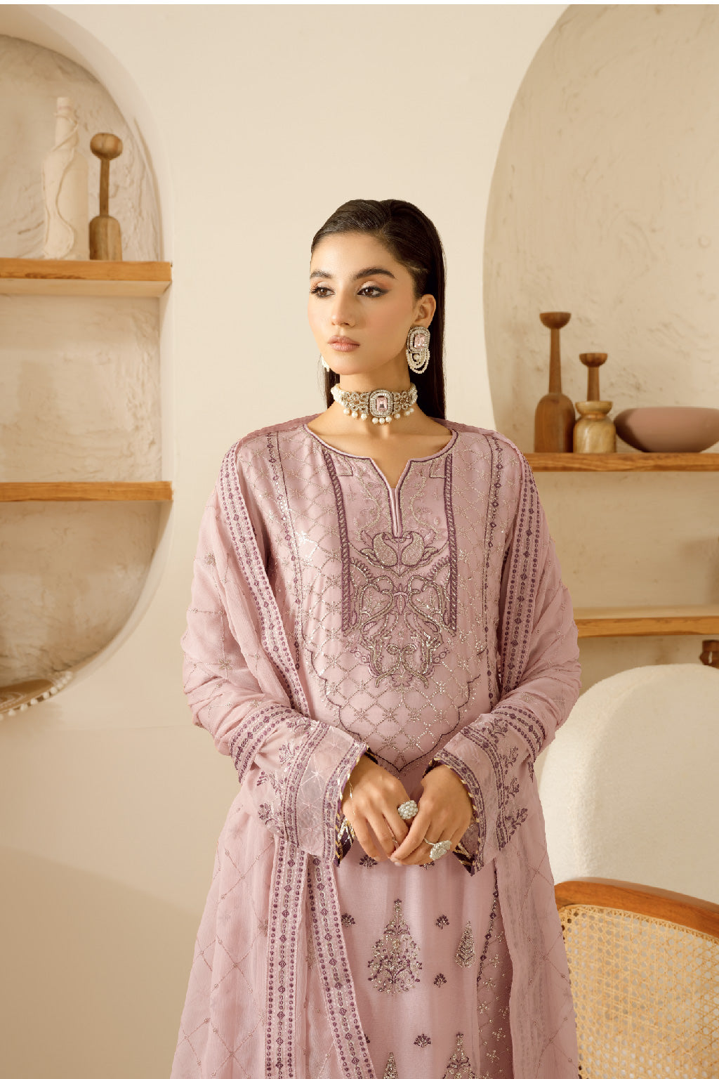 Ramsha | Sonehri Collection | BB-102 M Oyster Pink Chiffon