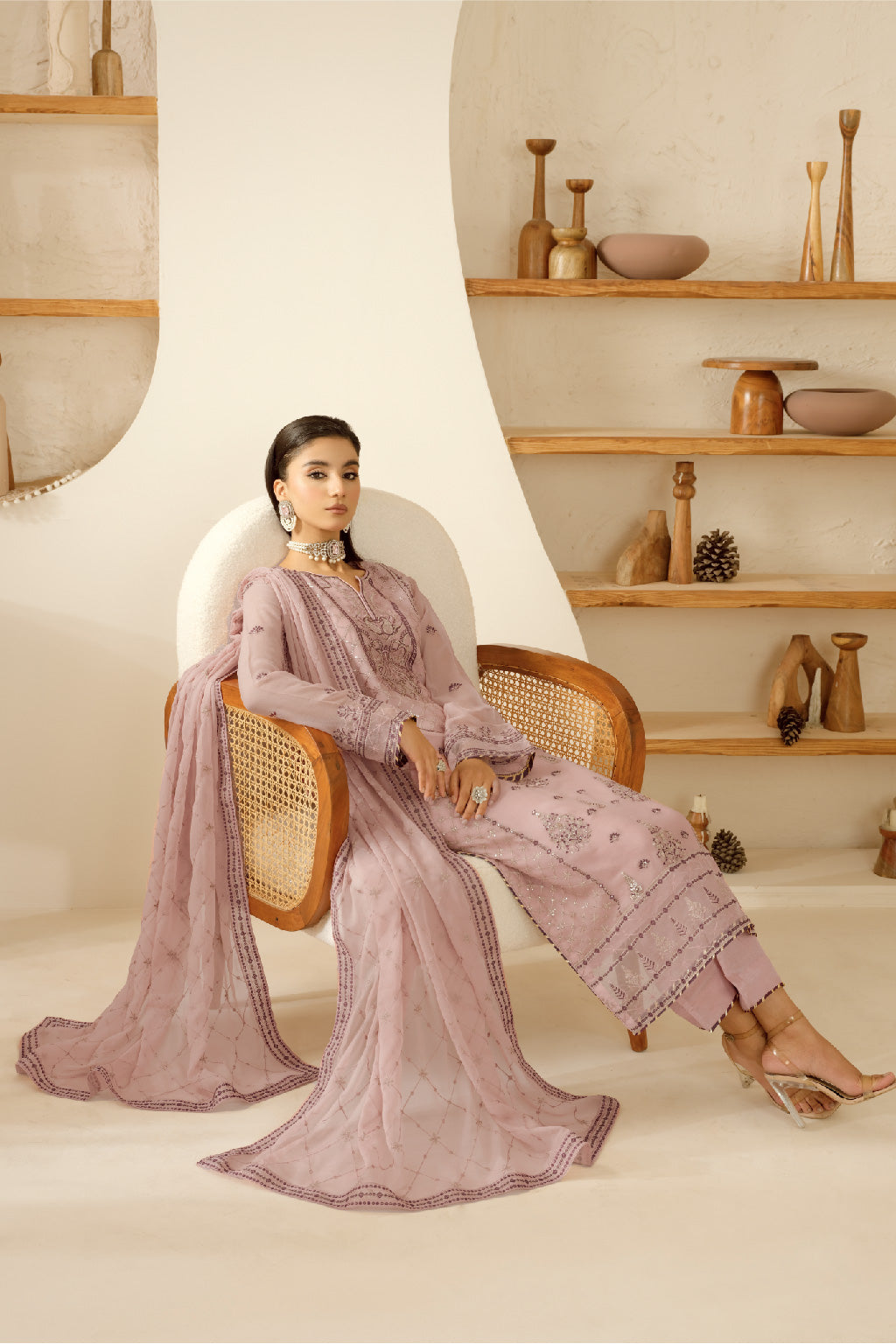 Ramsha | Sonehri Collection | BB-102 L Oyster Pink Chiffon