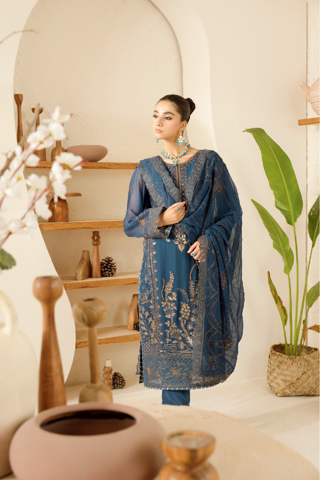 Ramsha | Sonehri Collection | BB-101 M Blue Chiffon