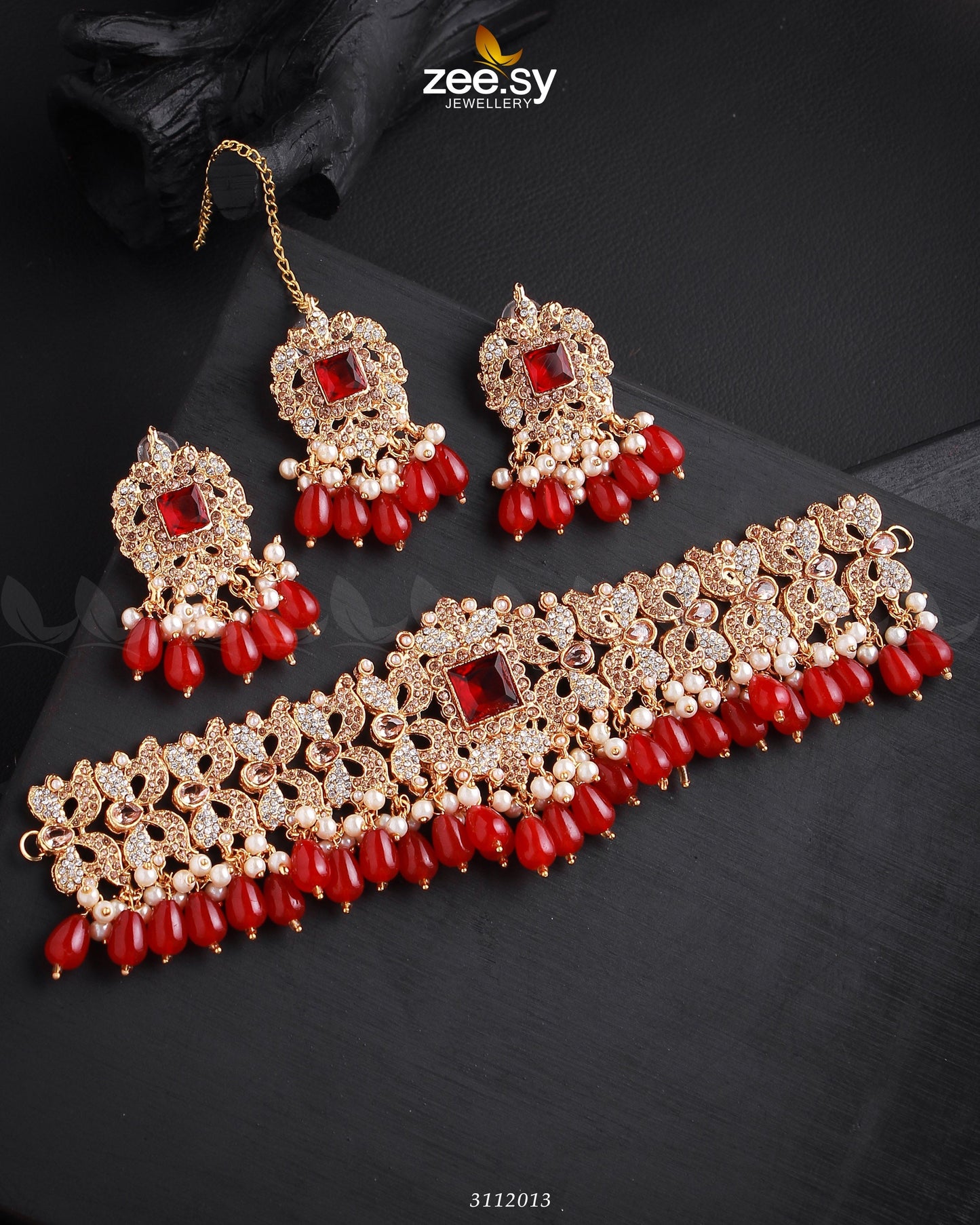 Katrina's Necklace Set Golden Red