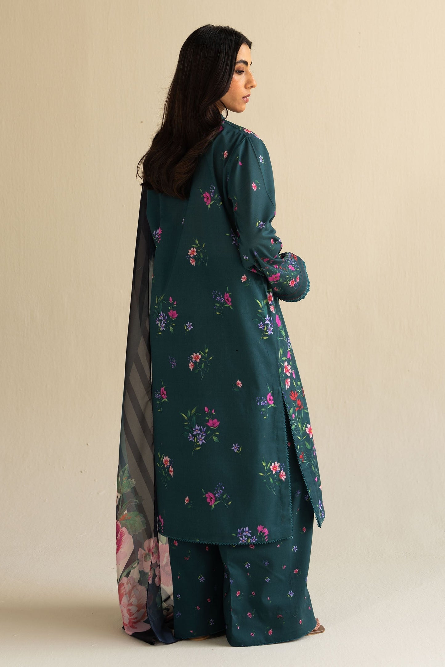 Zara Shahjahan | Coco Prints 25 | Reena-4A S Deep Teal Green Lawn